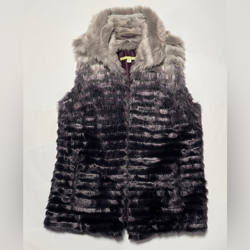 GIANNI BINI Faux Fur Ombre Vest - Gray / Purple